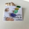 Cobalt Blue Sea Glass In Lotus Cage Pendant with Necklace - Image 3