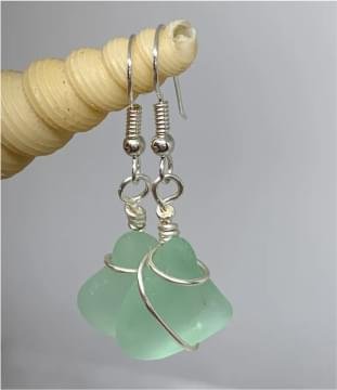 Sea Foam Green Sea Glass Earrings