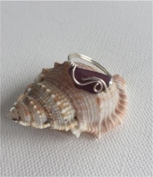 Amber Sea Glass Wrapped Ring