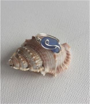 Corn Flower Blue Wire Wrapped Ring