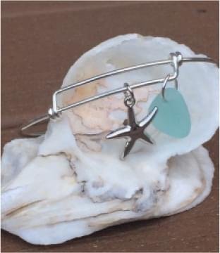 Sea Foam Blue Expandable Sea Glass Bracelet